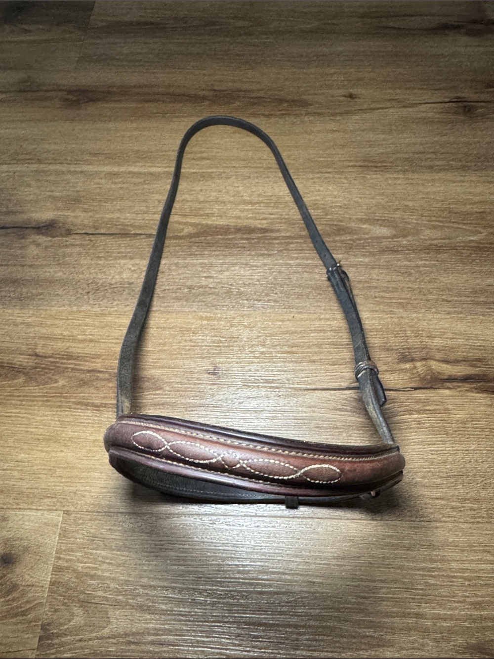 🐴 Brown Leather Fancy Stitch Noseband. Full Size 🐴